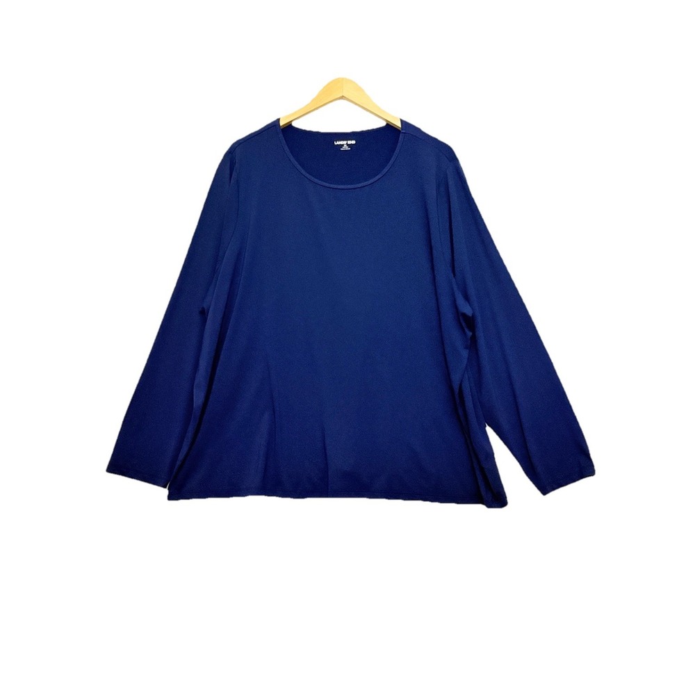 Lands End Womens Navy Rash Guard Top Size 3X Long Sleeve Beach Swim Modest‎